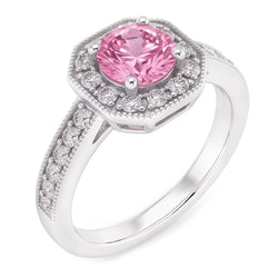 3.91 Carats Anniversary Pink Sapphire Halo Natural Earth Mined Diamond ( Not Lab Grown ) Gemstone Ring