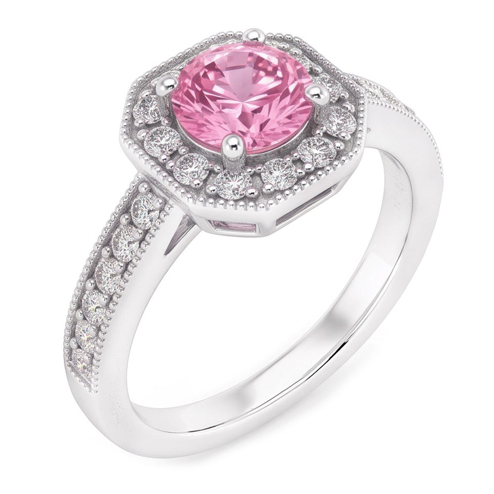 3.91 Carats Anniversary Pink Sapphire Halo Natural Earth Mined Diamond ( Not Lab Grown ) Gemstone Ring
