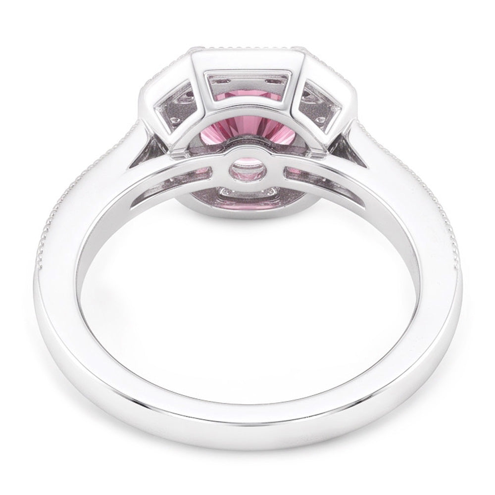 3.91 Carats Anniversary Pink Sapphire Halo Natural Earth Mined Diamond ( Not Lab Grown ) Gemstone Ring