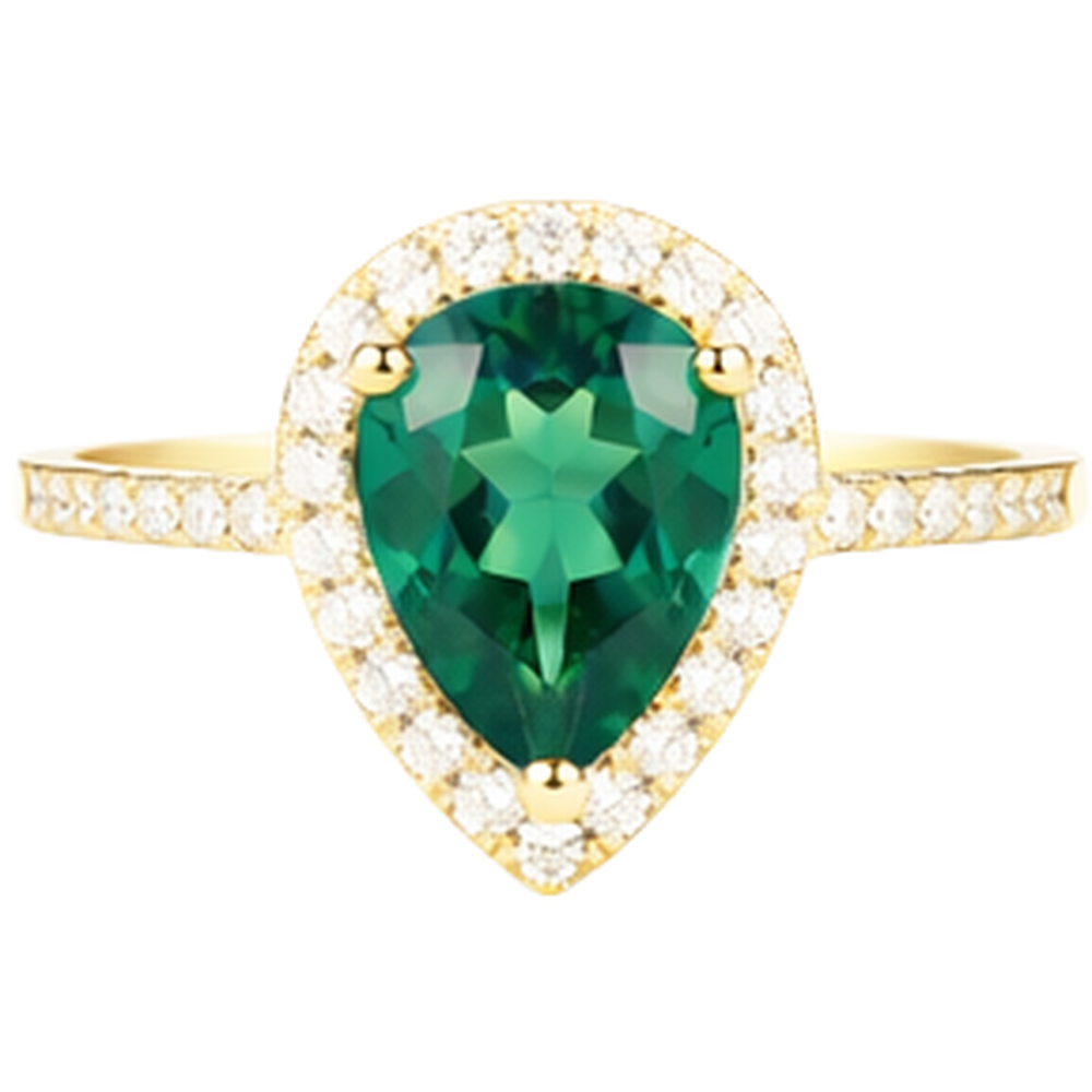 natural round emerald 3.95ct ring top view