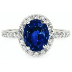 3 Carat Blue Sapphire Halo Ring