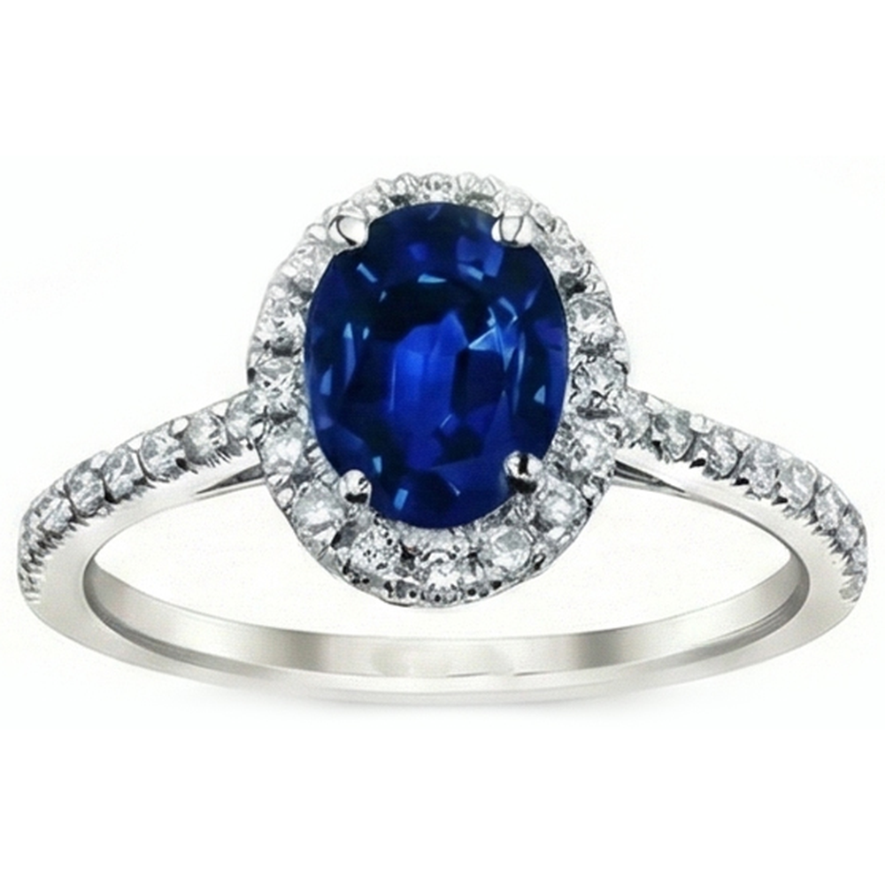 3 Carat Blue Sapphire Halo Ring