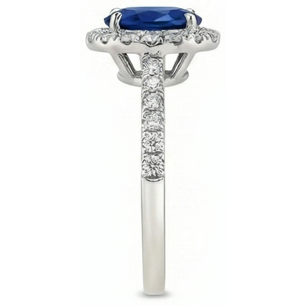 3 Carat Blue Sapphire Halo Ring