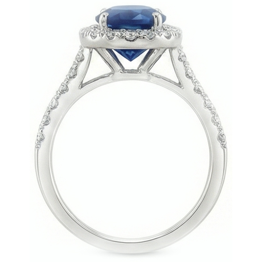 3 Carat Blue Sapphire Halo Ring