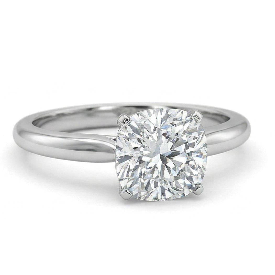3 Carat Modern Cushion Natural Earth Mined Diamond Ring