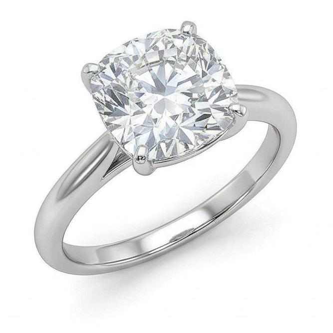 3 Carat Modern Cushion Real Natural Earth Mined Diamond ( Not Lab Grown ) Ring