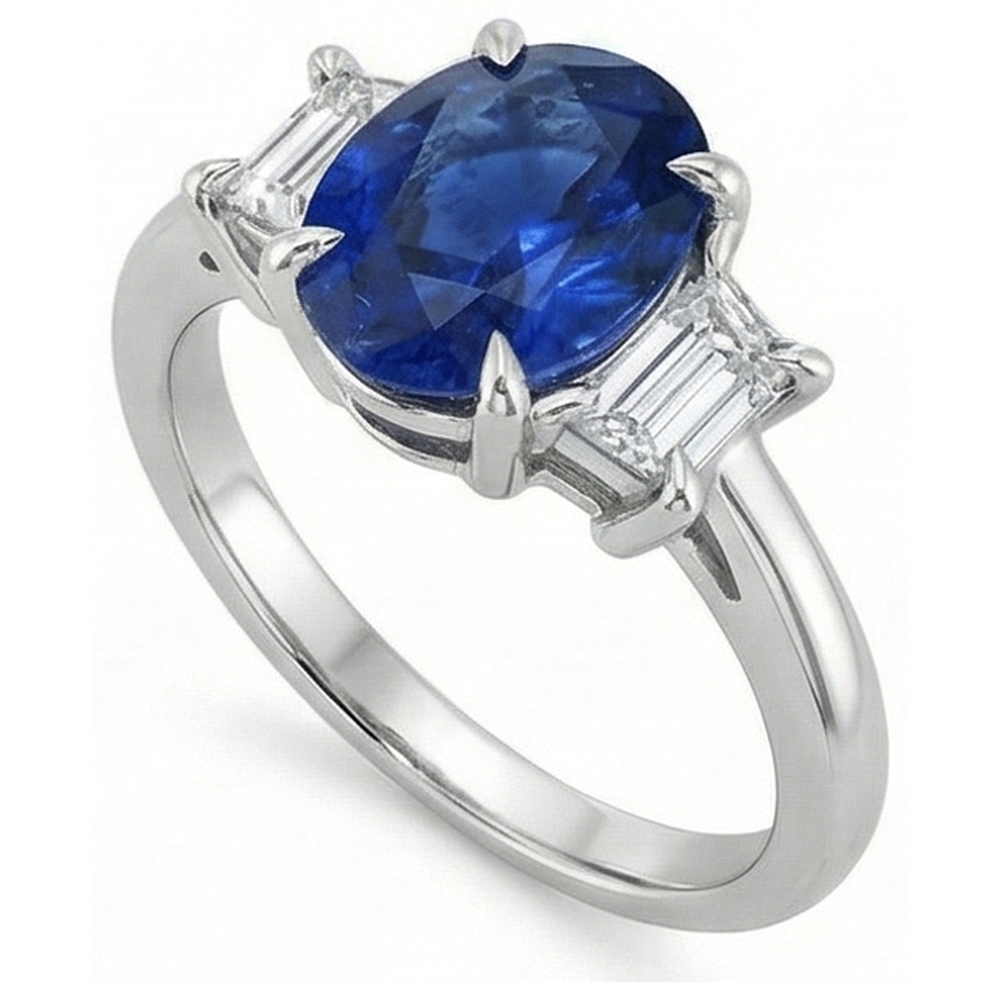 3 Carat Sapphire Three Stone Ring
