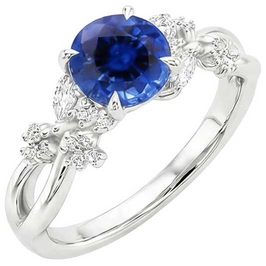 3 Carat Sapphire With Natural Earth Mined Diamond ( Not Lab Grown ) Ring