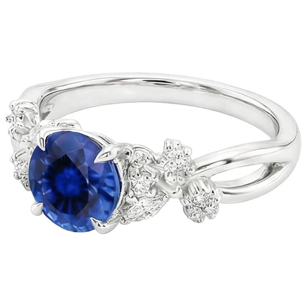 3 Carat Sapphire With Natural Earth Mined Diamond ( Not Lab Grown ) Ring