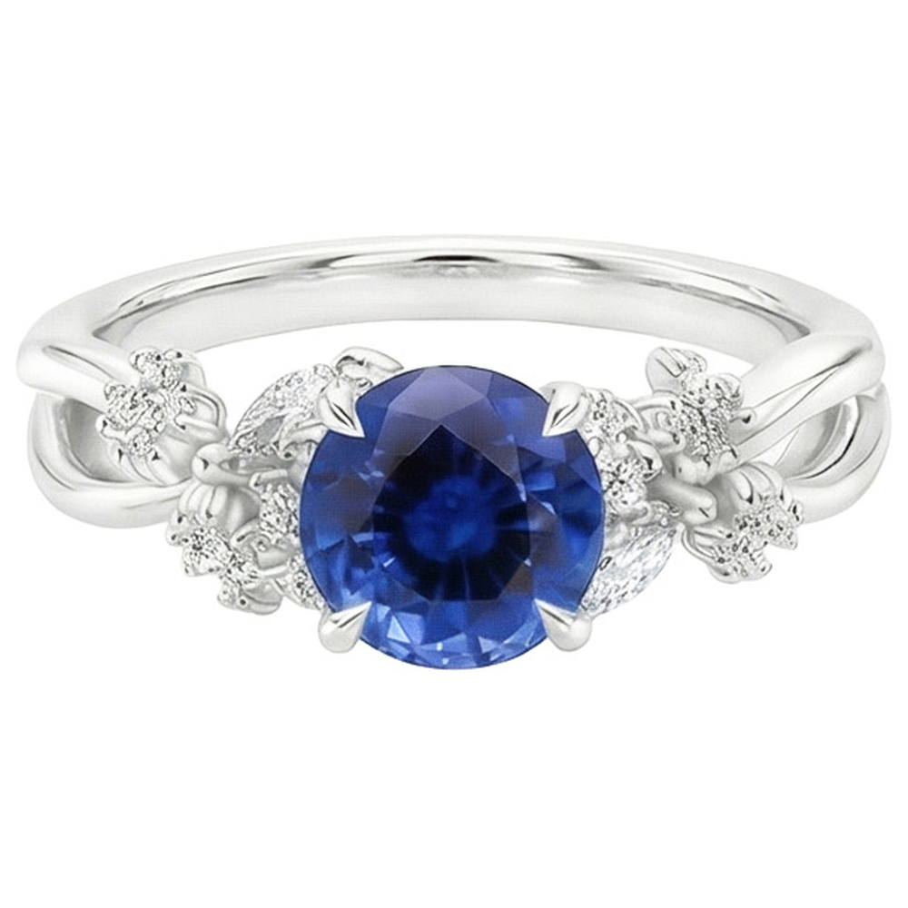 3 Carat Sapphire With Natural Earth Mined Diamond ( Not Lab Grown ) Ring