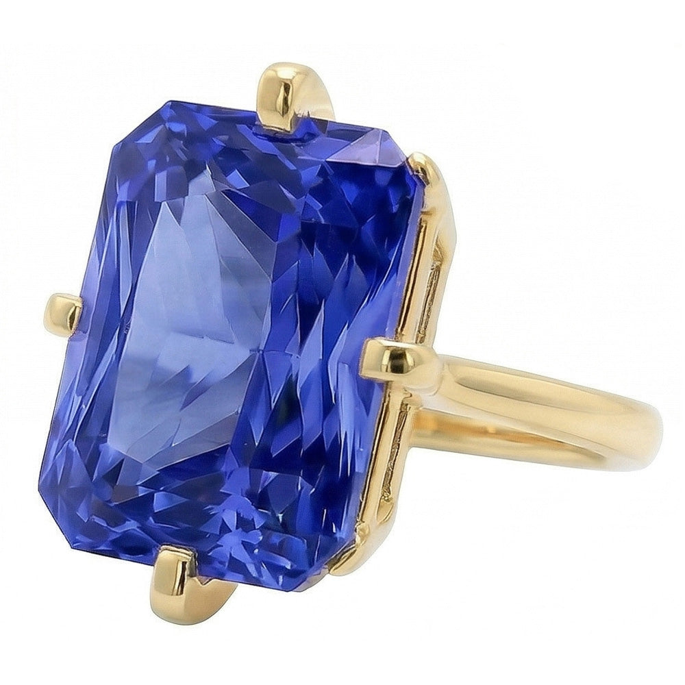 3 Carat Sapphire Yellow Gold Engagement Ring