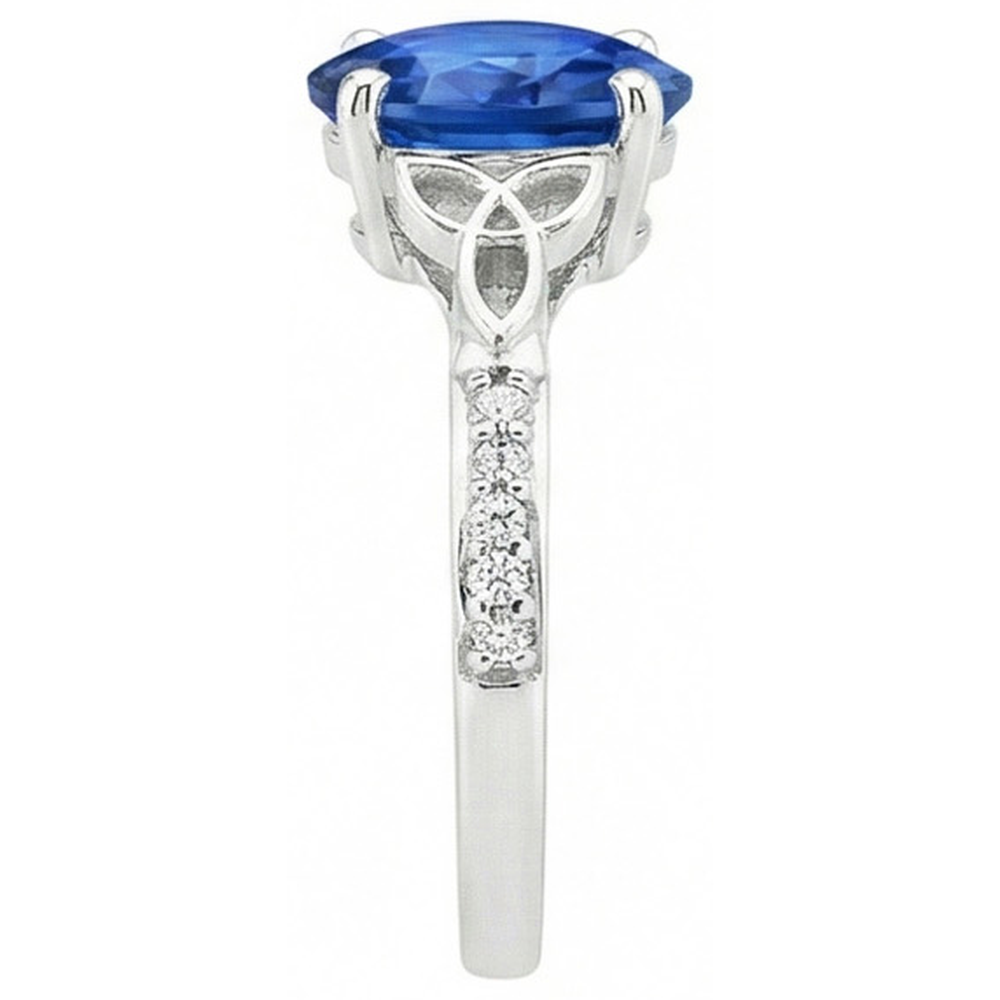 3 Carats Ceylon Sapphire And Natural Earth Mined Diamond ( Not Lab Grown ) s Ring White Gold 14K