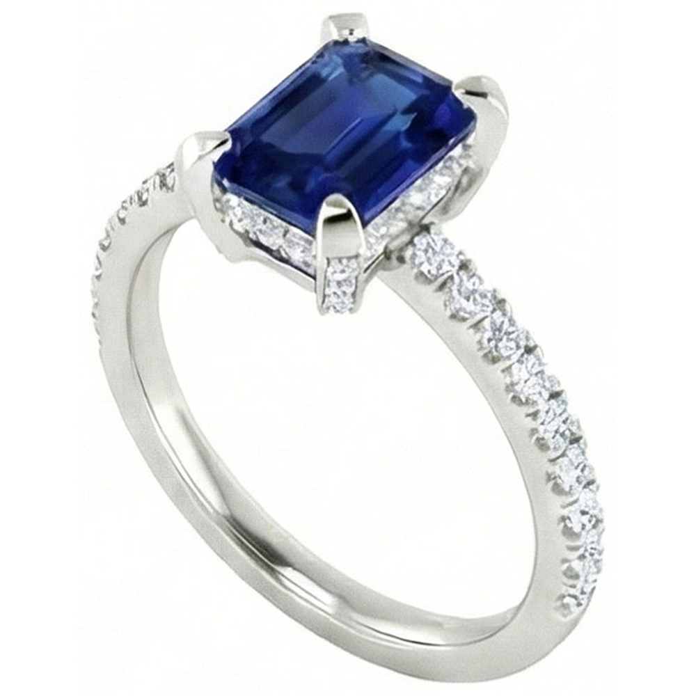 natural round sapphire 3ct ring front view