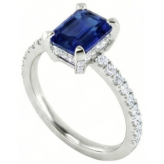 natural round sapphire 3ct ring front view