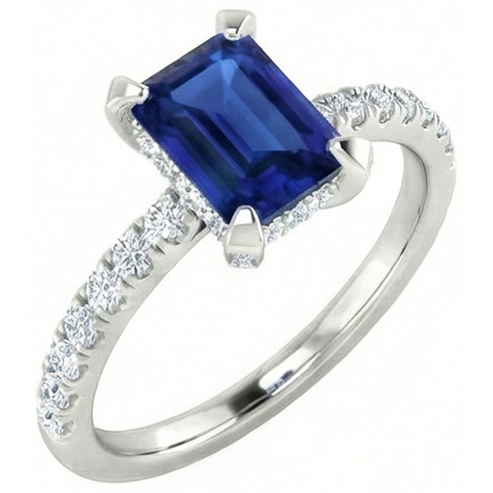 natural round sapphire 3ct ring close up detail
