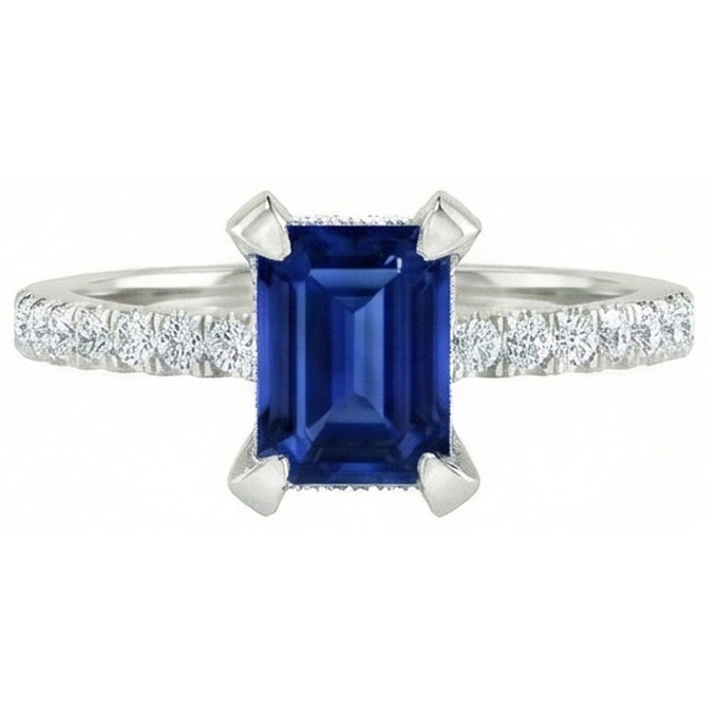 natural round sapphire 3ct ring side angle