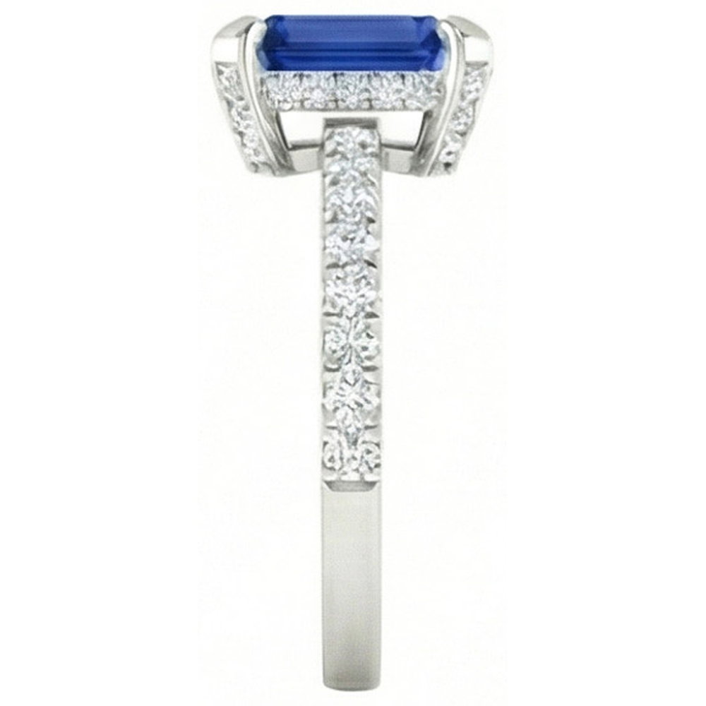 natural round sapphire 3ct ring top view