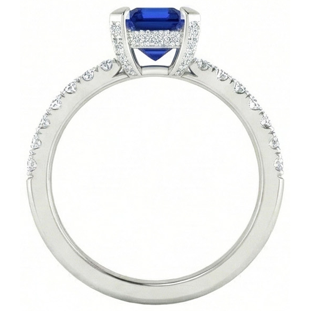 natural round sapphire 3ct ring profile view