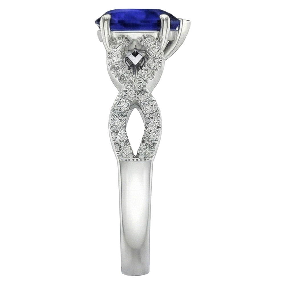 3 Carats Heart Gemstone Blue Sapphire Natural Earth Mined Diamond ( Not Lab Grown ) Ring Infinity Style