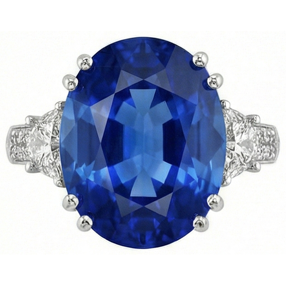 3 Carats Oval Sri Lanka Blue Sapphire Natural Earth Mined Diamond ( Not Lab Grown )s Anniversary Ring
