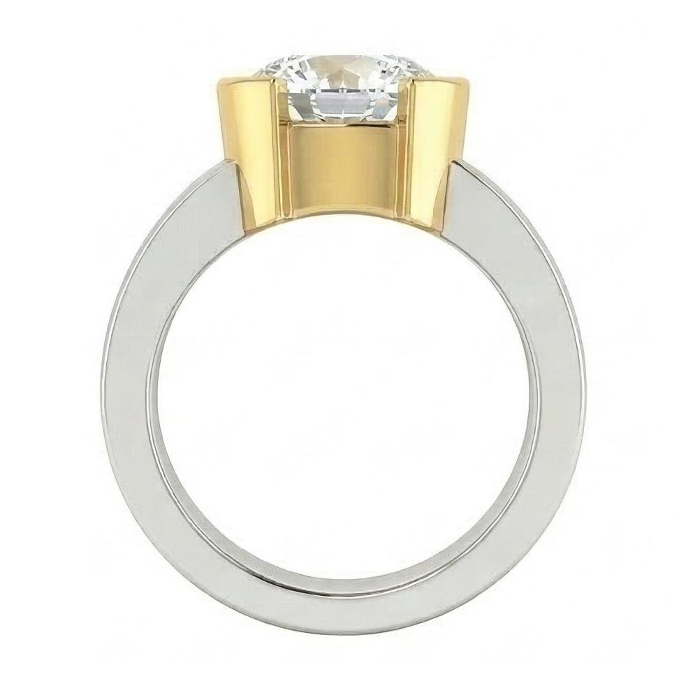 3 Carats Real Natural Earth Mined Diamond ( Not Lab Grown ) Solitaire Ring Two Tone Gold 14K