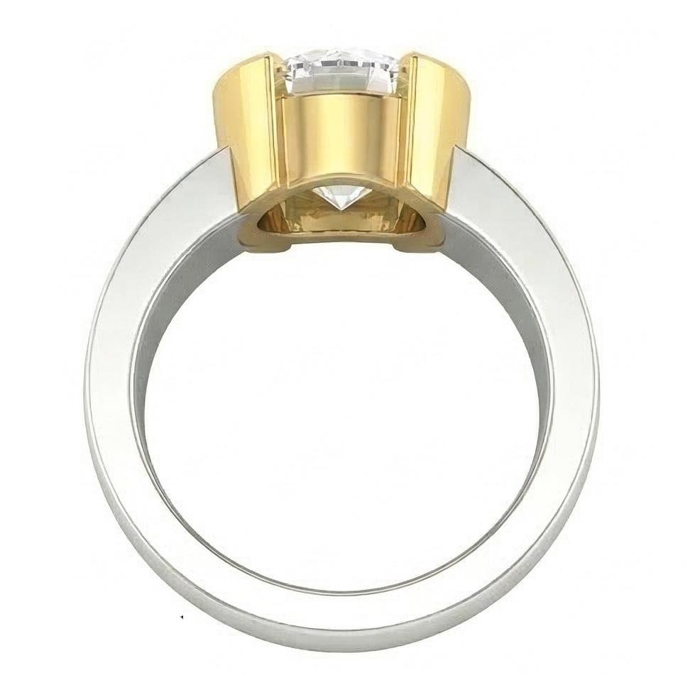 3 Carats Real Natural Earth Mined Diamond ( Not Lab Grown ) Solitaire Ring Two Tone Gold 14K