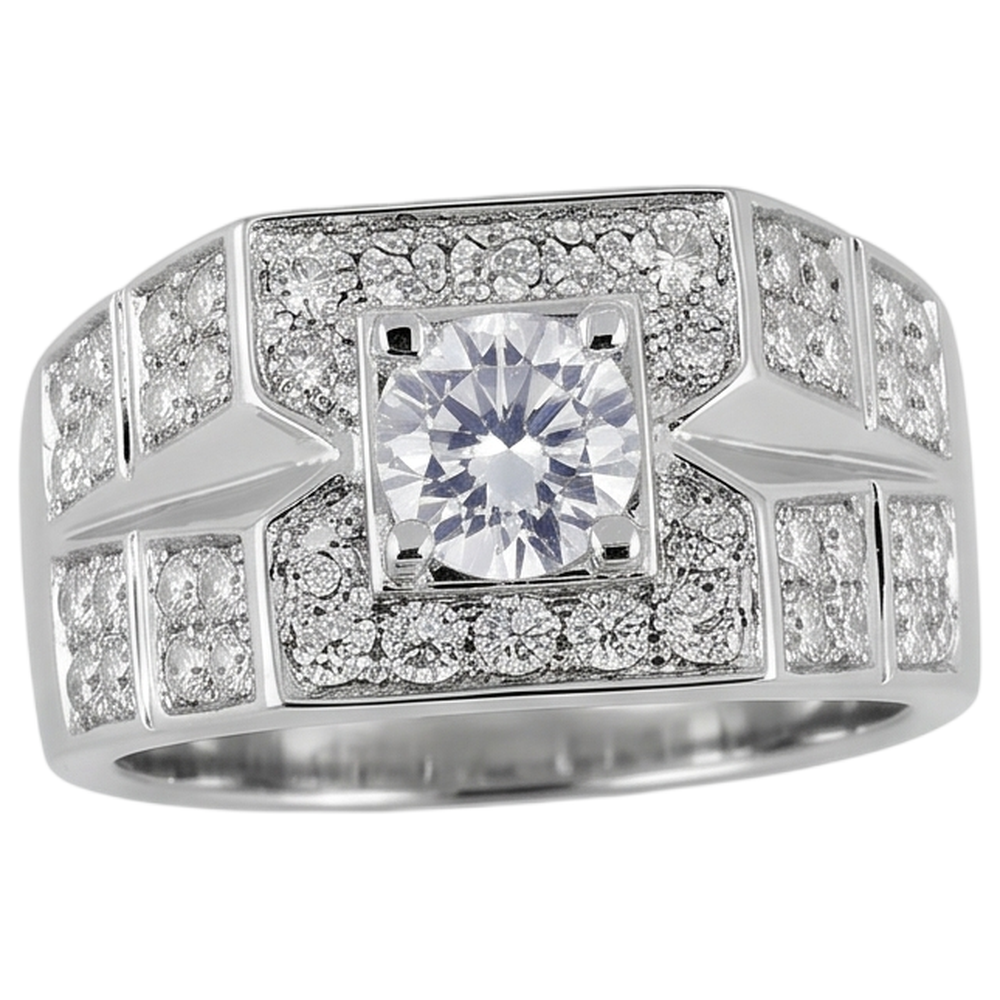 3 Carats Round Natural Earth Mined Diamond ( Not Lab Grown ) Anniversary Mens Ring White Gold 14K
