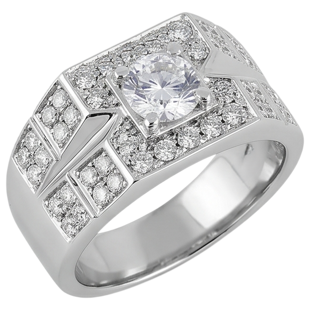 3 Carats Round Natural Earth Mined Diamond ( Not Lab Grown ) Anniversary Mens Ring White Gold 14K