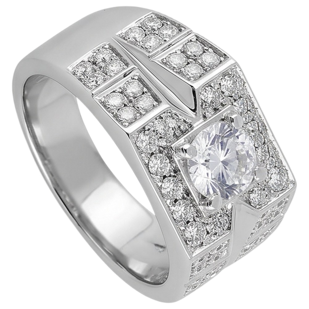 3 Carats Round Natural Earth Mined Diamond ( Not Lab Grown ) Anniversary Mens Ring White Gold 14K