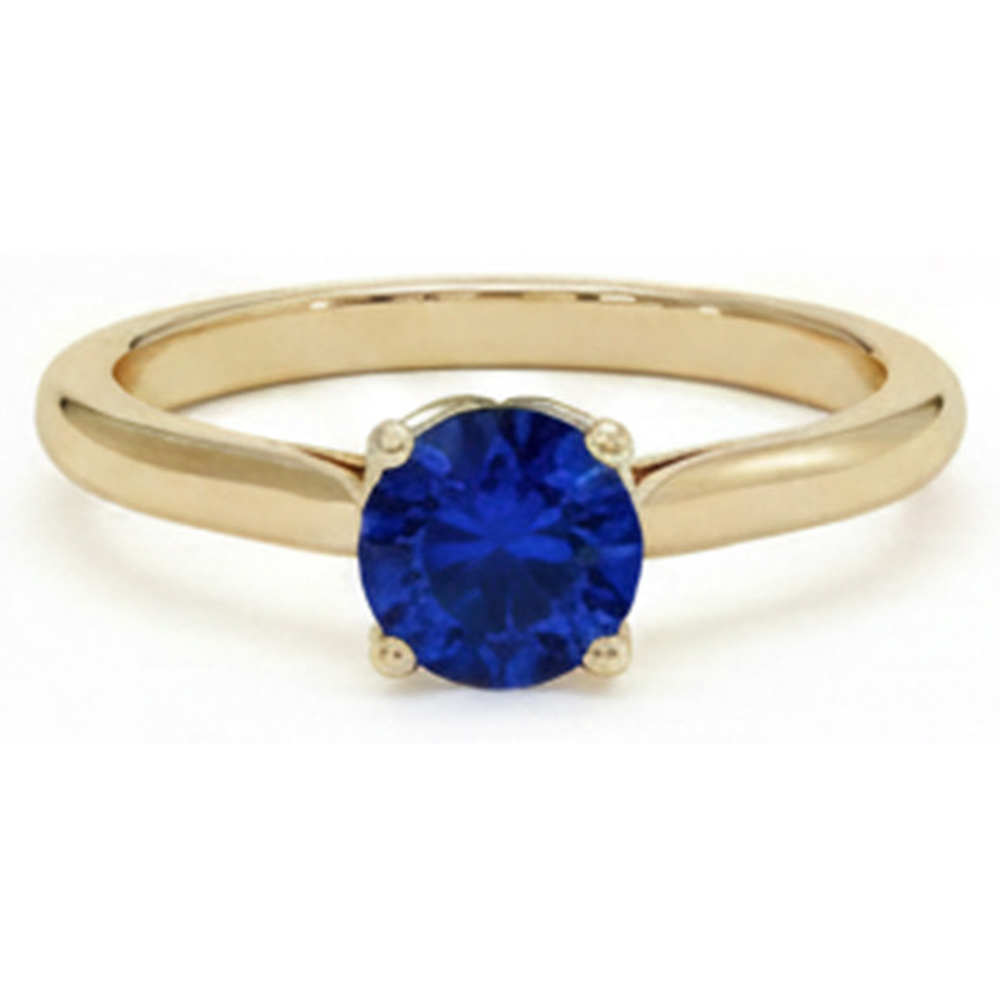 natural round sapphire 3ct ring front view