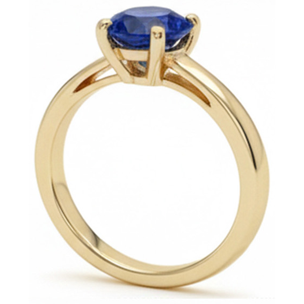 natural round sapphire 3ct ring top view