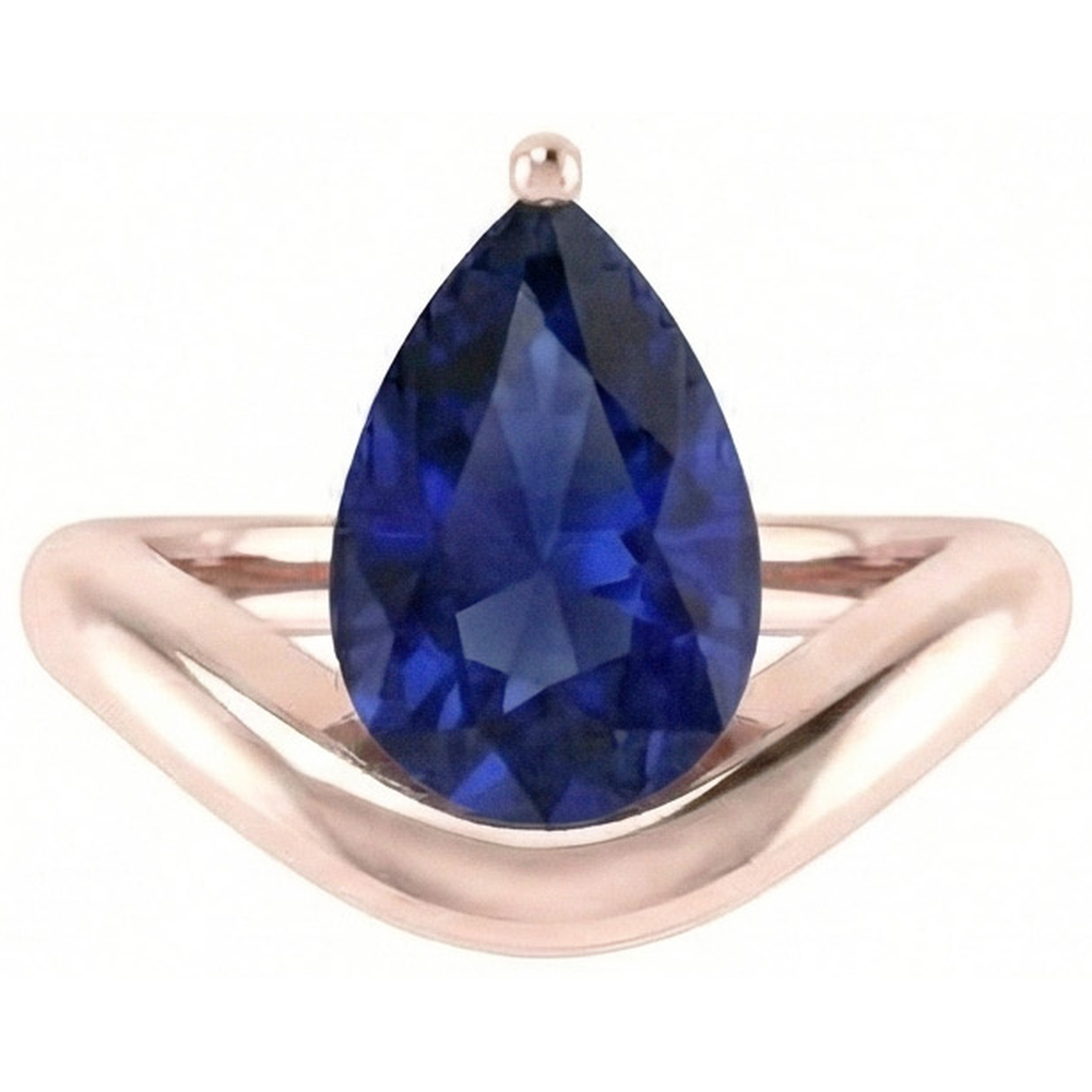 3 Carats Solitaire Pear Ceylon Sapphire Ring Women's Gemstone Jewelry