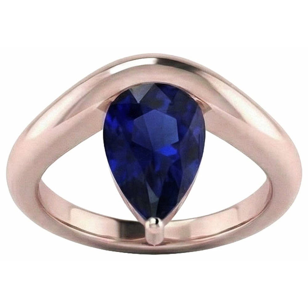 3 Carats Solitaire Pear Ceylon Sapphire Ring Women's Gemstone Jewelry