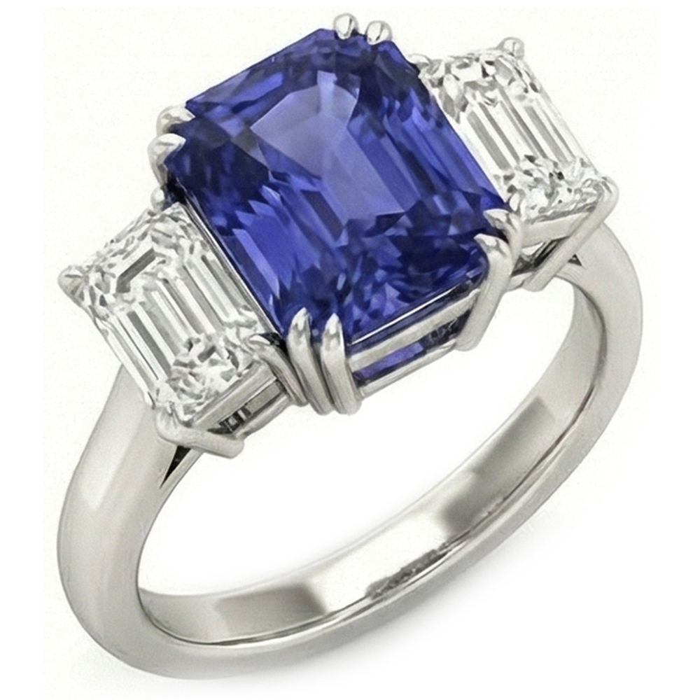 natural radiant sapphire 3ct ring side angle