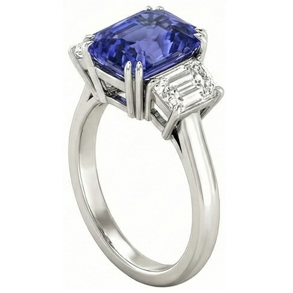 natural radiant sapphire 3ct ring top view