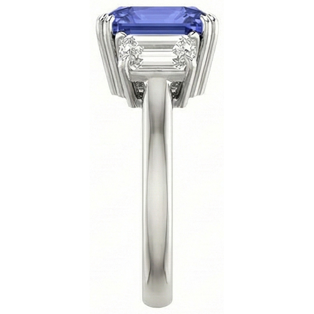 natural radiant sapphire 3ct ring profile view