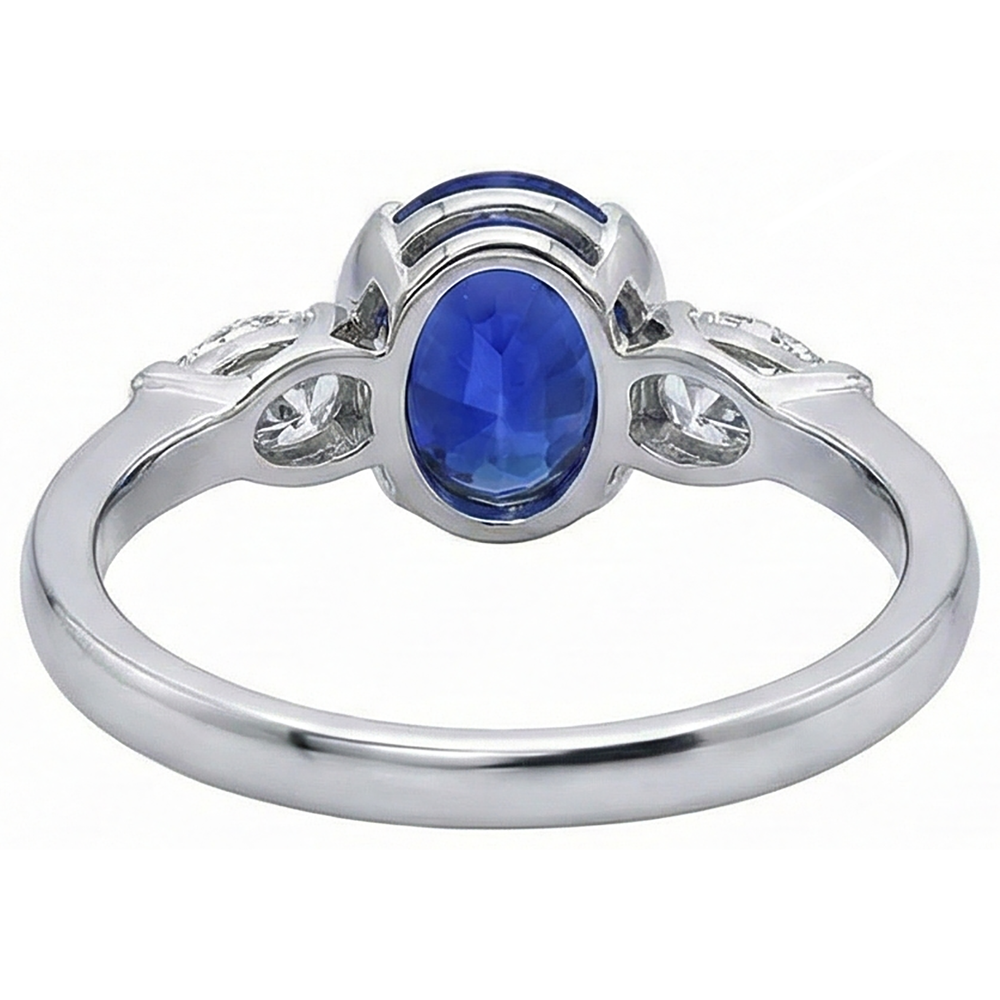 3 Ct 3-Stone Oval Tanzanite Natural Earth Mined Diamond ( Not Lab Grown )  Ring White Gold 14K