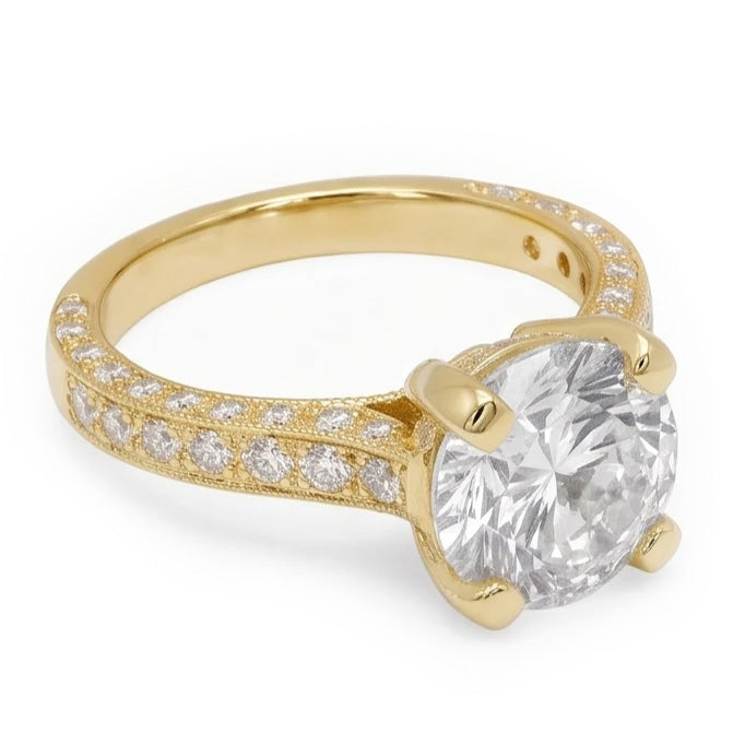 3 Ct Gorgeous Genuine Natural Earth Mined Diamond ( Not Lab Grown ) Anniversary Ring Yellow Gold