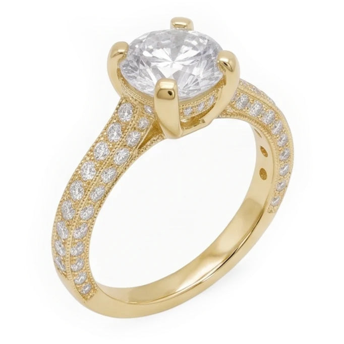 3 Ct Gorgeous Genuine Natural Earth Mined Diamond ( Not Lab Grown ) Anniversary Ring Yellow Gold