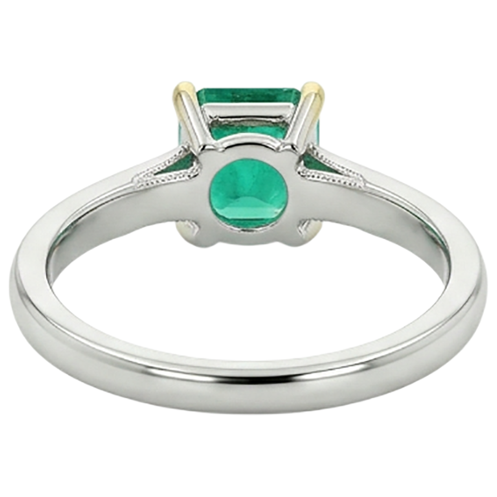 Colored Stone Ring 14K Two Tone Gold with Colombian Emerald – back view