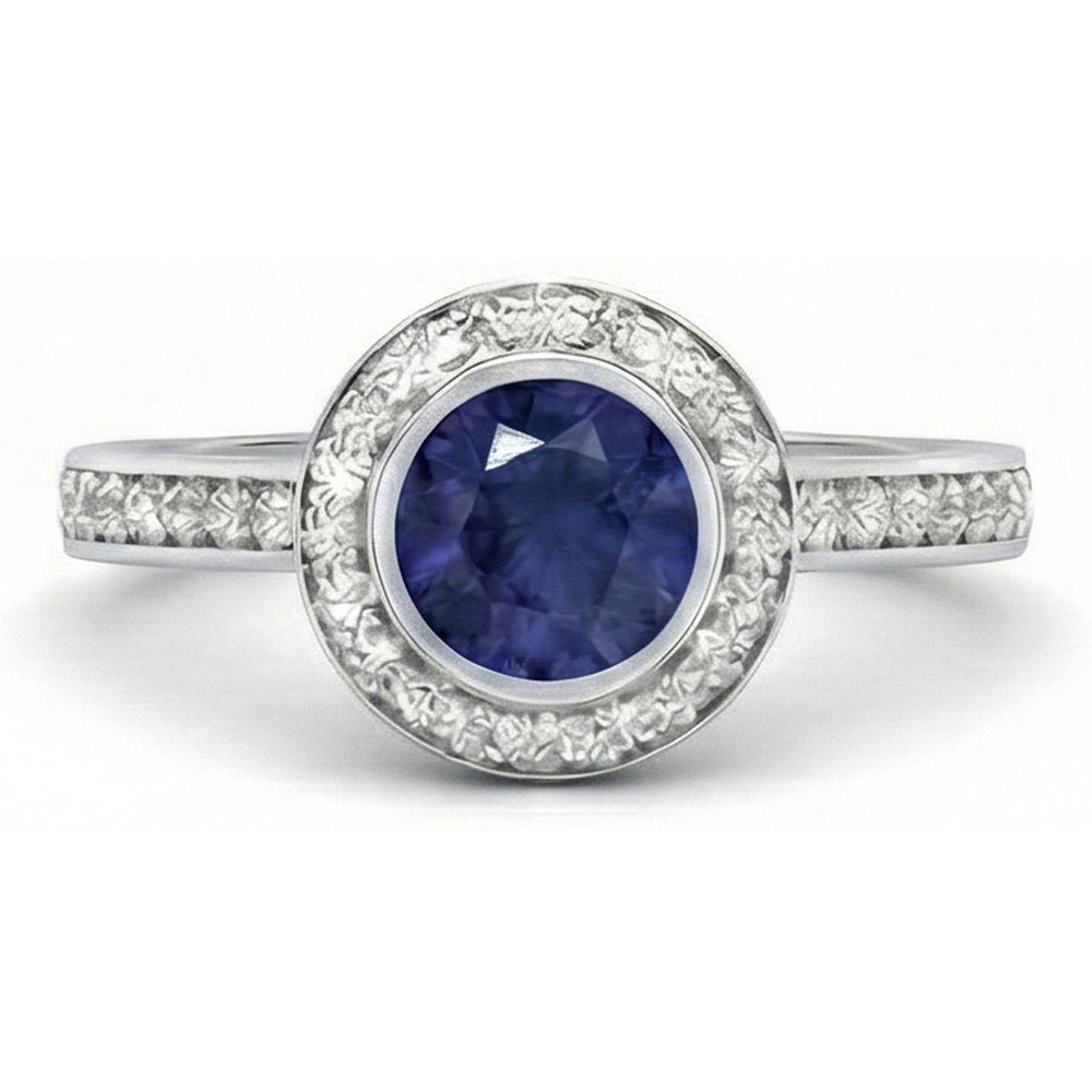 3 Ct Round Cut Ceylon Sapphire Natural Earth Mined Diamond ( Not Lab Grown ) s Ring White Gold 14K