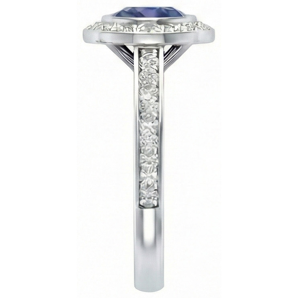 3 Ct Round Cut Ceylon Sapphire Natural Earth Mined Diamond ( Not Lab Grown ) s Ring White Gold 14K