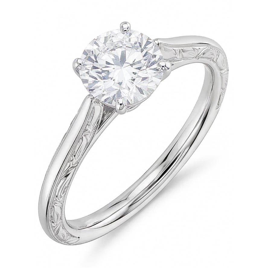 3 Ct Round Cut Solitaire Natural Earth Mined Diamond ( Not Lab Grown ) Antique Style Wedding Ring