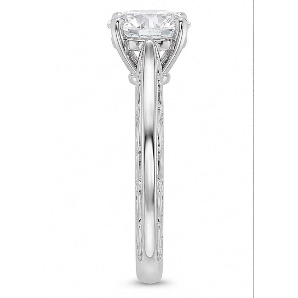 3 Ct Round Cut Solitaire Natural Earth Mined Diamond ( Not Lab Grown ) Antique Style Wedding Ring