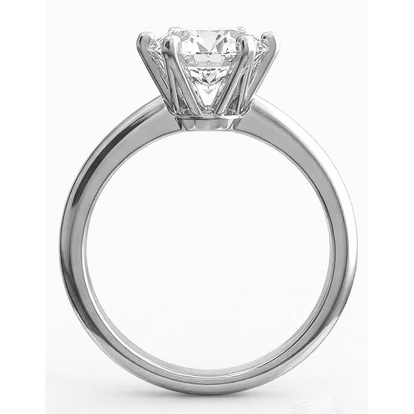 3 Ct Solitaire Round Natural Earth Mined Diamond ( Not Lab Grown ) Engagement Ring White Gold