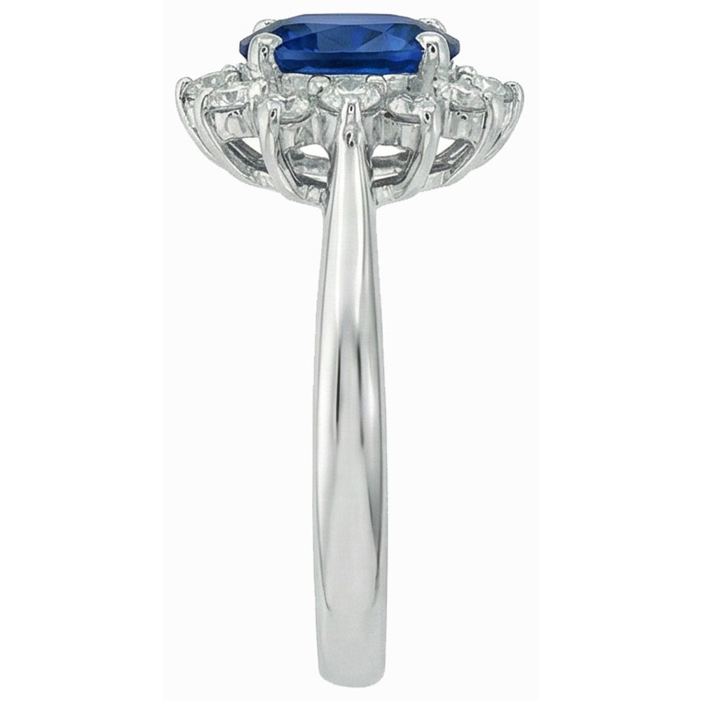 3 Ct Sri Lankan Sapphire With Natural Earth Mined Diamond ( Not Lab Grown ) s Ring White Gold 14K