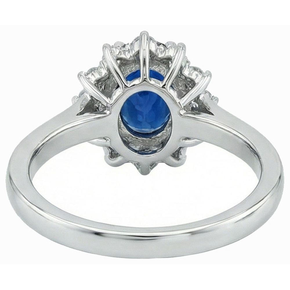 3 Ct Sri Lankan Sapphire With Natural Earth Mined Diamond ( Not Lab Grown ) s Ring White Gold 14K
