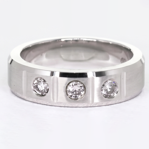 3 Round Gypsy Real Natural Earth Mined Diamond ( Not Lab Grown )s Anniversary Band White Gold 14K 0.75 Carats
