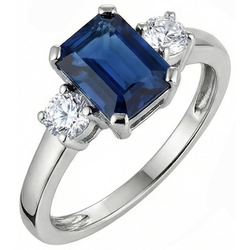 Natural Sapphire Ring 2.50ct - White Gold 14K