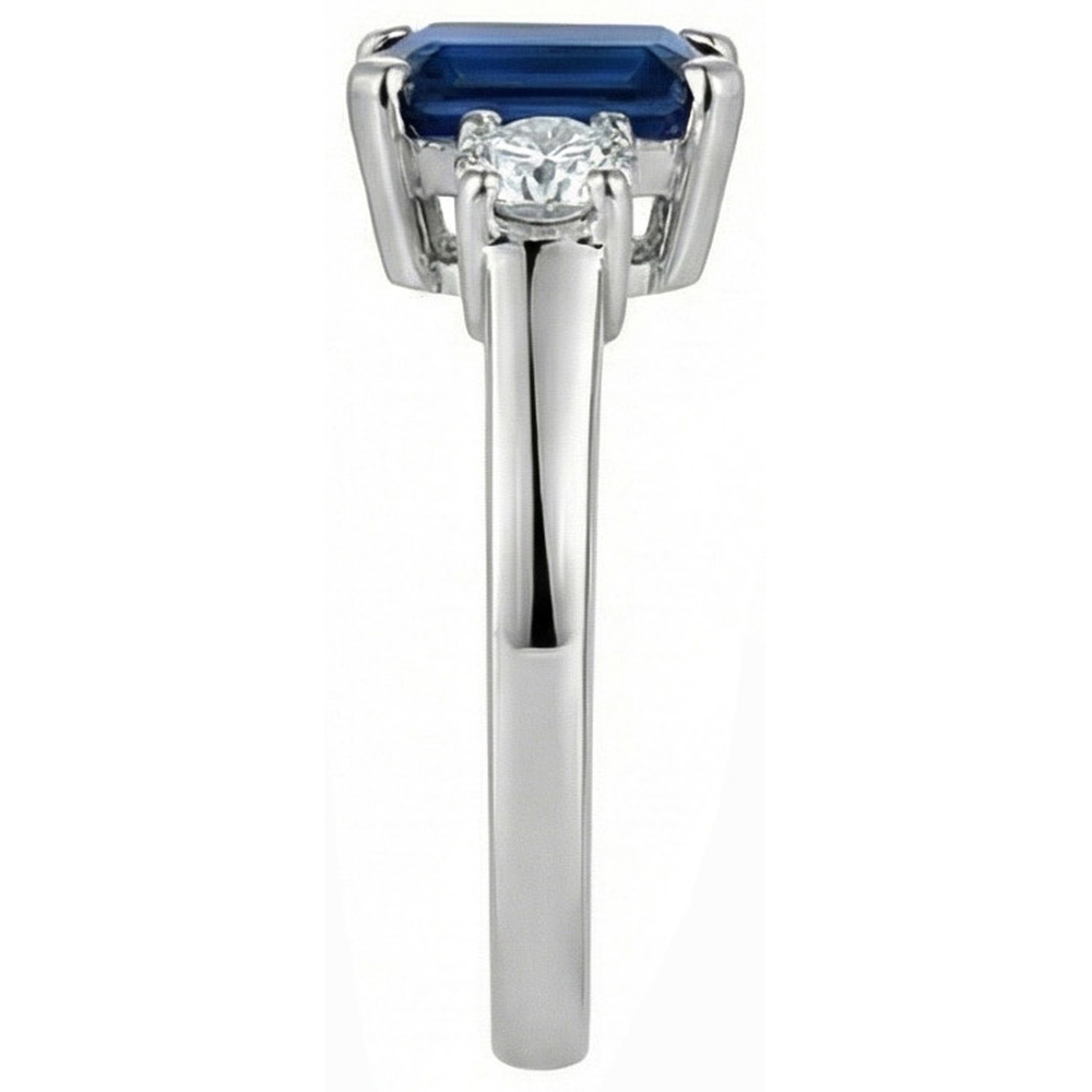 3 Stone 2.50 Carats Ceylon Sapphire Anniversary Ring White Gold 14K